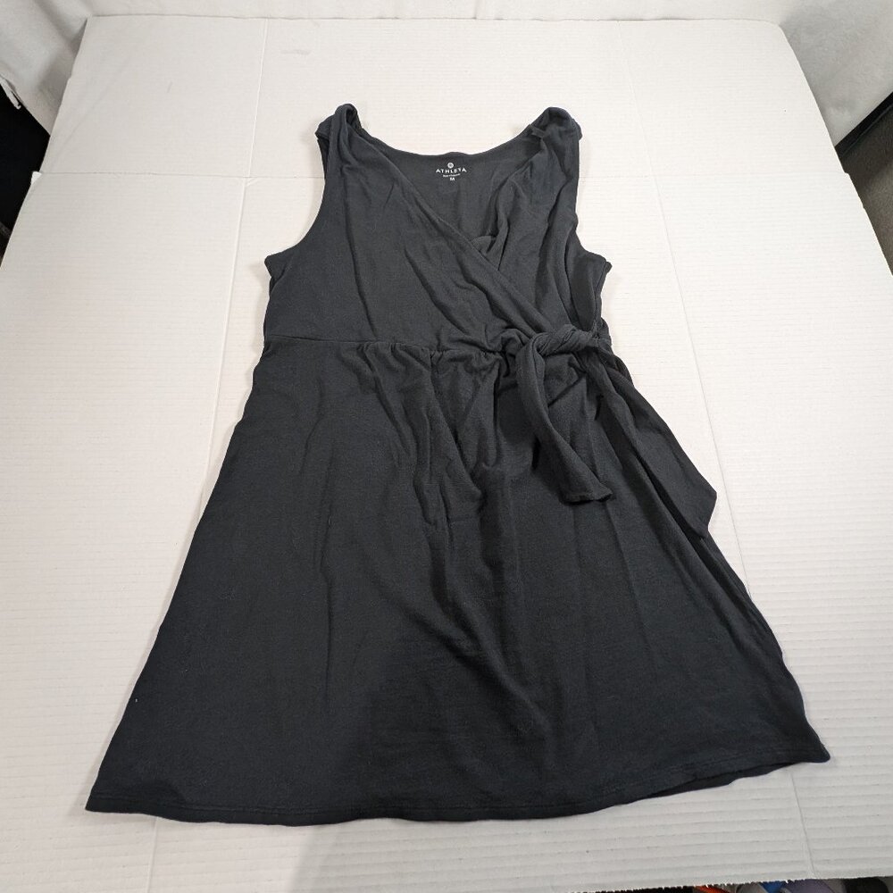 Athleta Women's Medium Black Cross Front Tie Tank Top Mini Dress